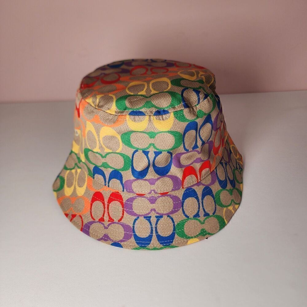 NWT Coach Rainbow Signature Bucket Hat C9919 One Size